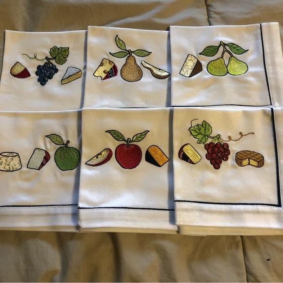 Crate&Barrel Other - New In Box Set of Six Fruit Fromage Crate & Barrel Cocktail Napkins
